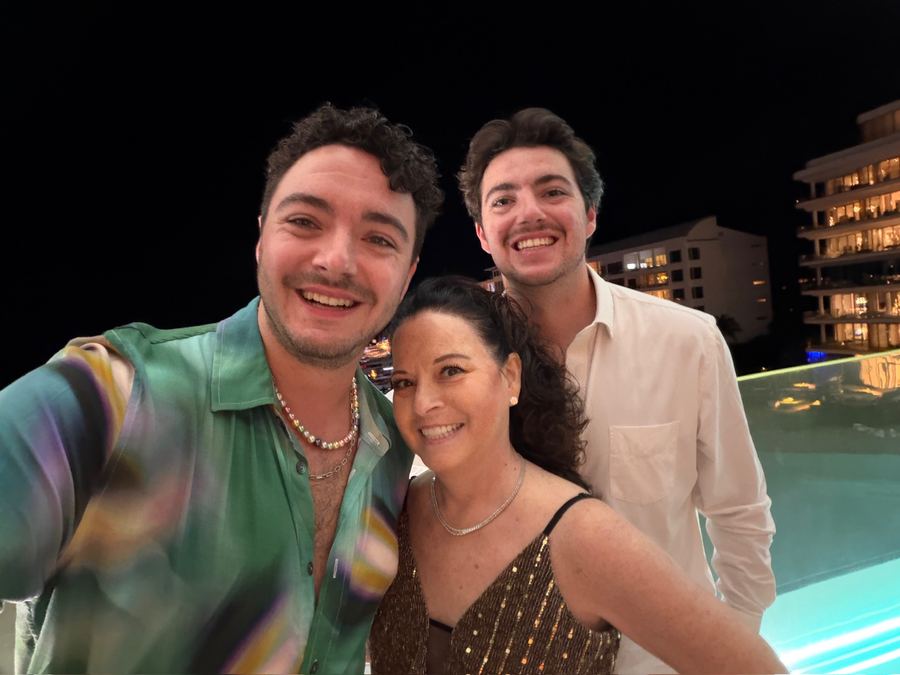 Diane with her sons on a night out
